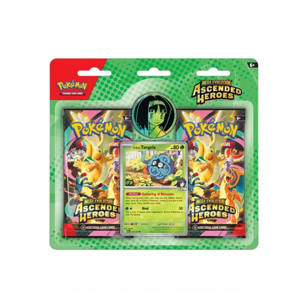 Pokémon TCG Mega Evolution Ascended Heroes 2-pack blister met Erika's Tangela promo-kaart en collector coin