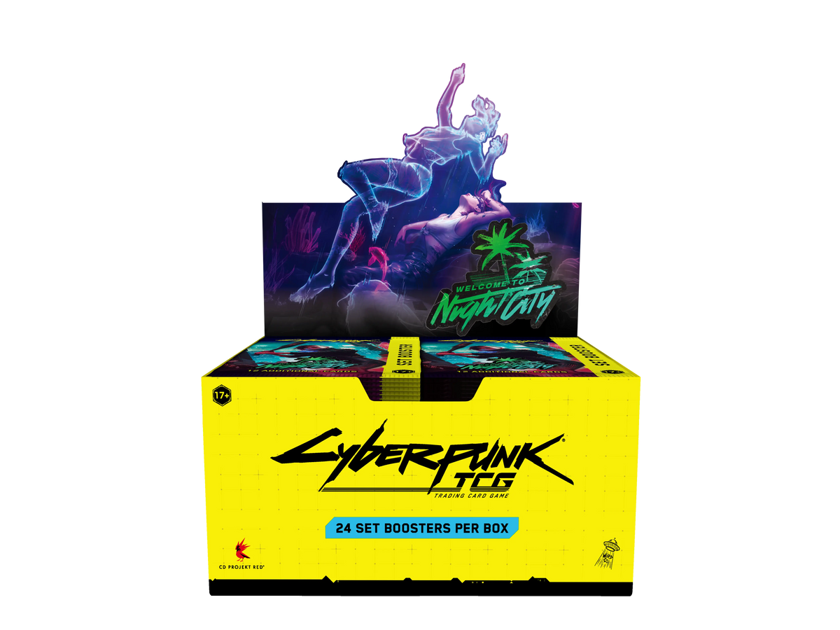 Cyberpunk TCG Welcome To Night City Booster Box met 24 boosterpacks